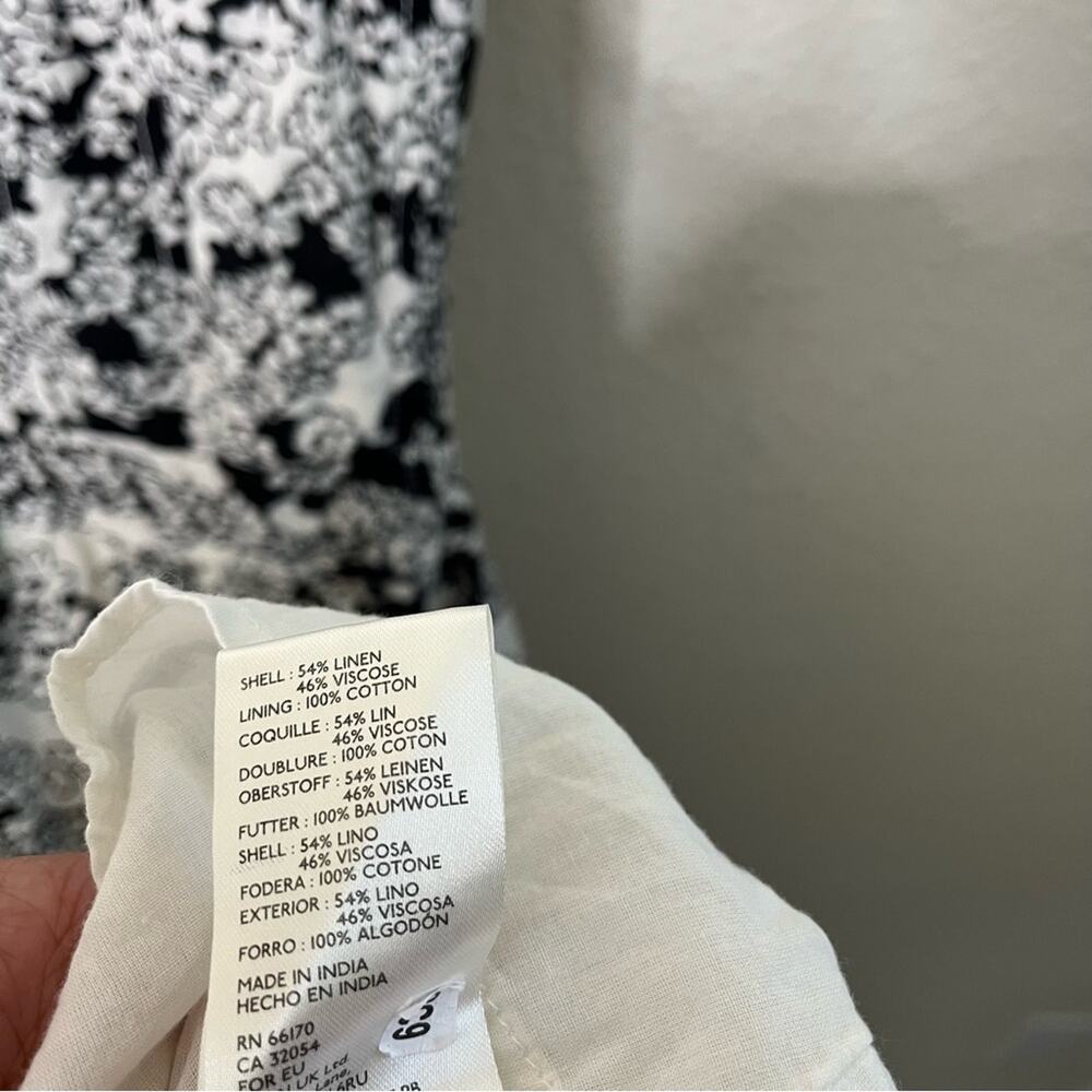 Anthropologie Printed Midi Dress‎ Black Floral Linen Blend Cutout Women’s Size S - Picture 11 of 13